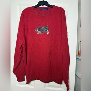 Pinnacle Vintage Red Knitted Embroidered Crewneck Golf Sweater
